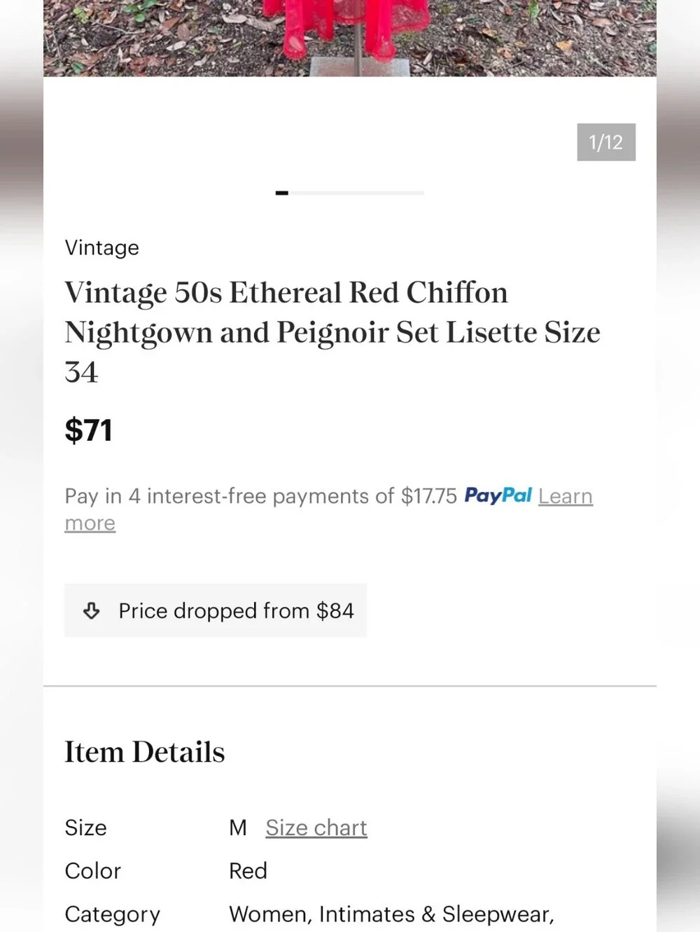 Vintage 1950s Betty Draper 2 piece Ethereal Peignoir Slip Dress Robe Set Siz 34 - Picture 10 of 10